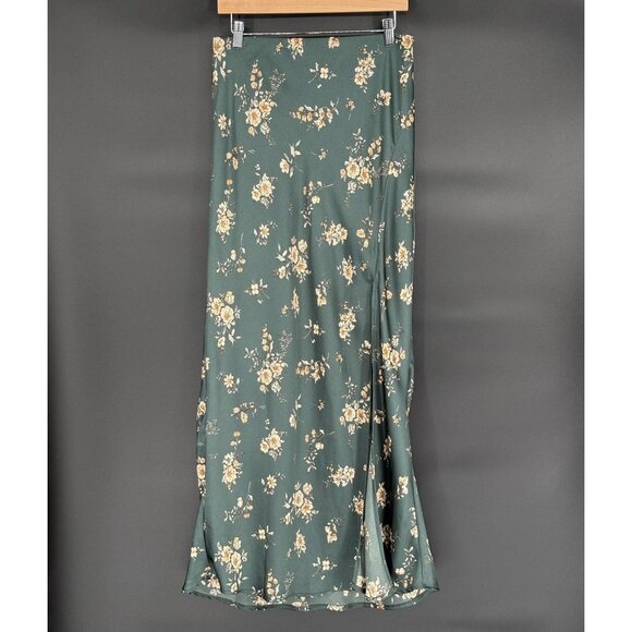 Altard State Dresses & Skirts - Altar'd State Floral Satin Maxi Skirt L Green Fairy Going Out Party Date Night